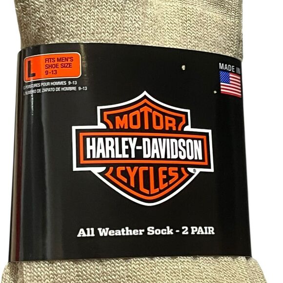 Harley-Davidson Men's Olive and Beige All Weather Socks, 2 Pairs, Size L, NWT - Picture 5 of 8
